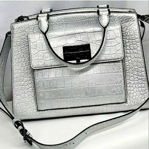 DKNY Elizabeth Mastrotto Silver Leather Satchel